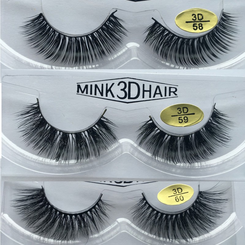 Wholesale 3 Pairs Natural Looking 3D Mink Fur Fake Eyelashes 3D58-3D60