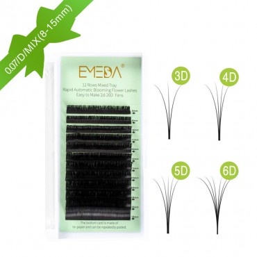 3 Packs 12 Rows  0.07mm C D Curl Automatic Blooming Flower Eyelash Extension By Emeda