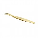  Professional Precision Stainless Steel Mega Curved Angled Tips Dolphin 45 Degree Gold Eyelash Extension Tweezers 