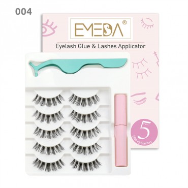 3D Clear Band False Lashes 5 Pairs Kits with lash  glue 004 3D Clear Band False ...